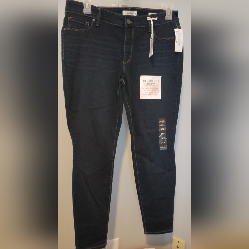 Jessica Simpson Womens Kiss Me Crop Super Skinny Jeans Blue Pockets Denim
